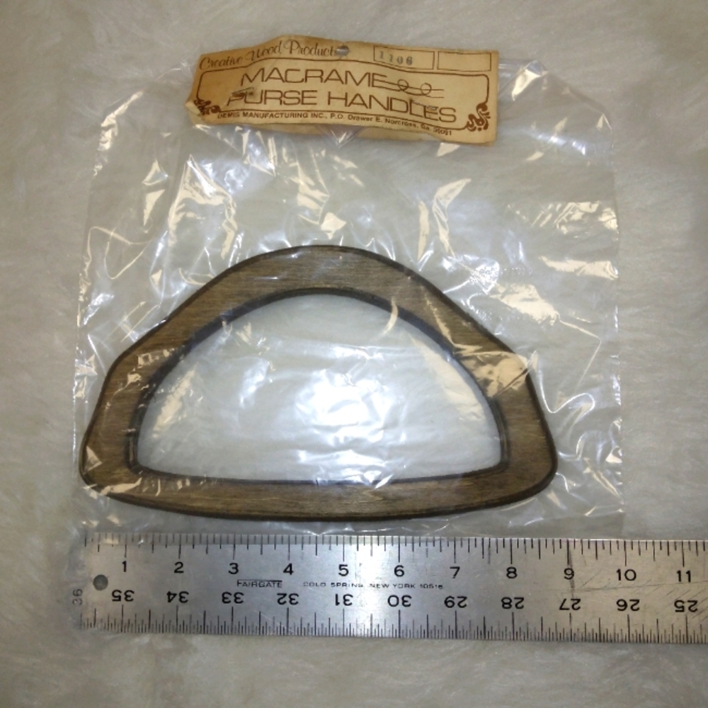 MACRAME Vintage Purse Handles, 1 pair of lightweight, real wood, purse handles